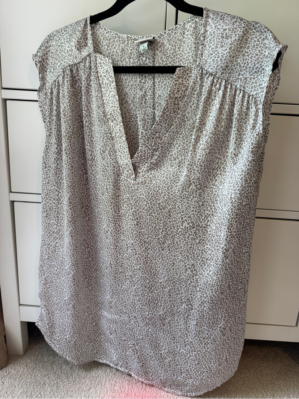 a new day Light Gray Leopard-Print Cap Sleeve V-Neck Blouse